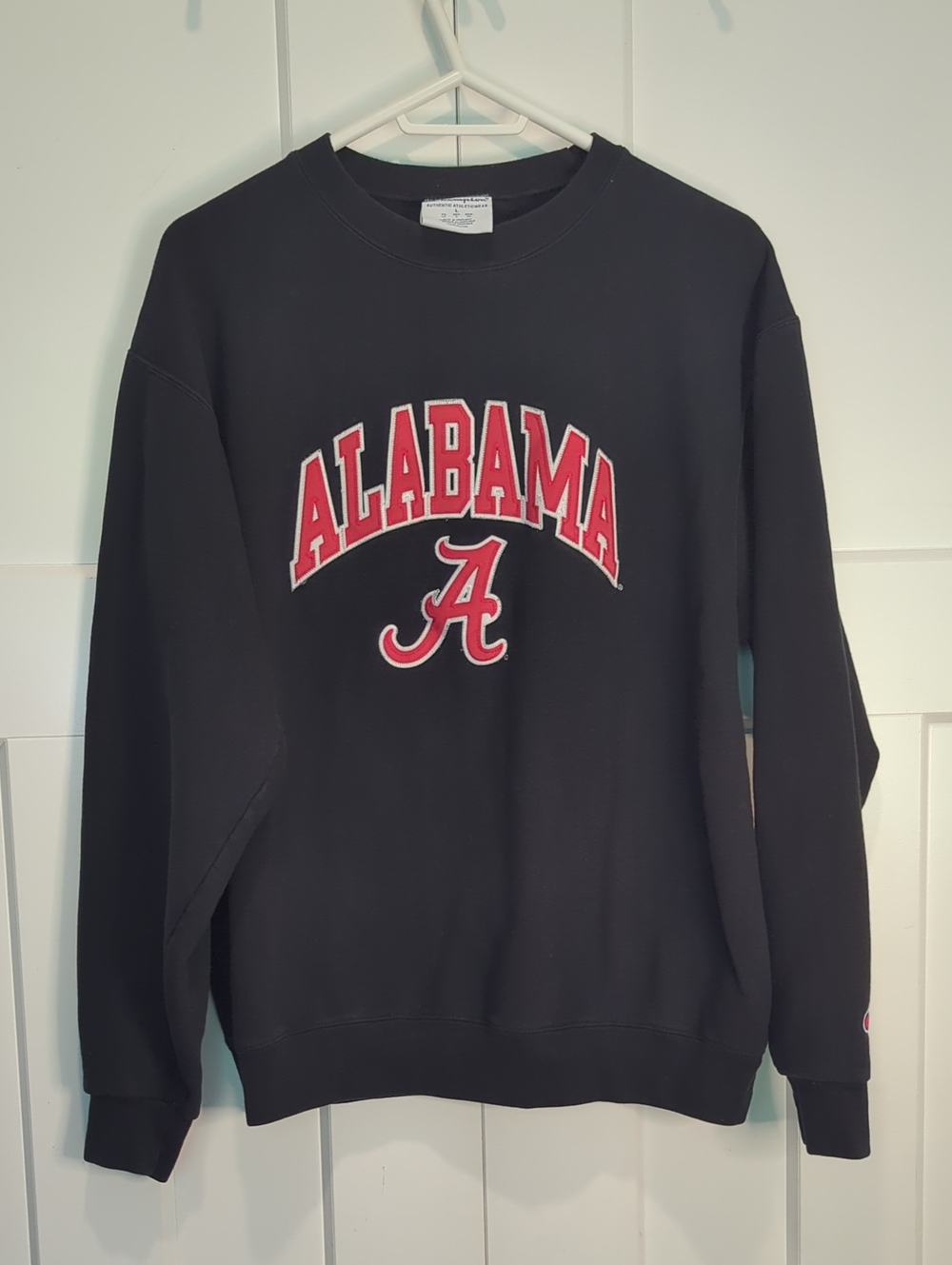 Champion Black Crewneck Sweatshirt with Red Alabama Logo Size L